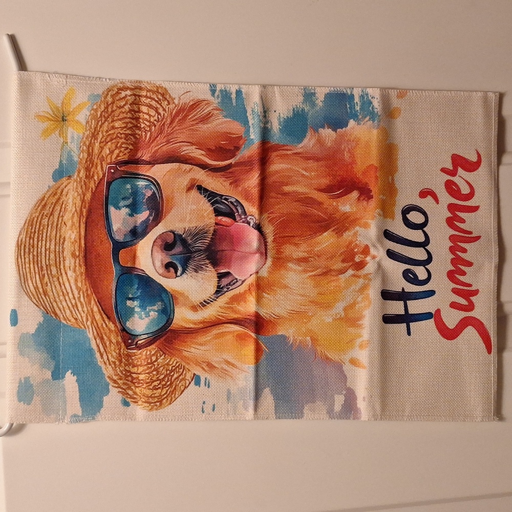 NWOT Hello Summer Puppy Garden Flag